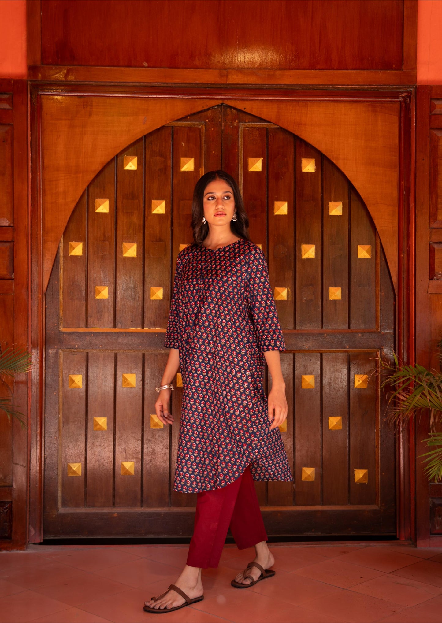 Blue floral kurta co ord