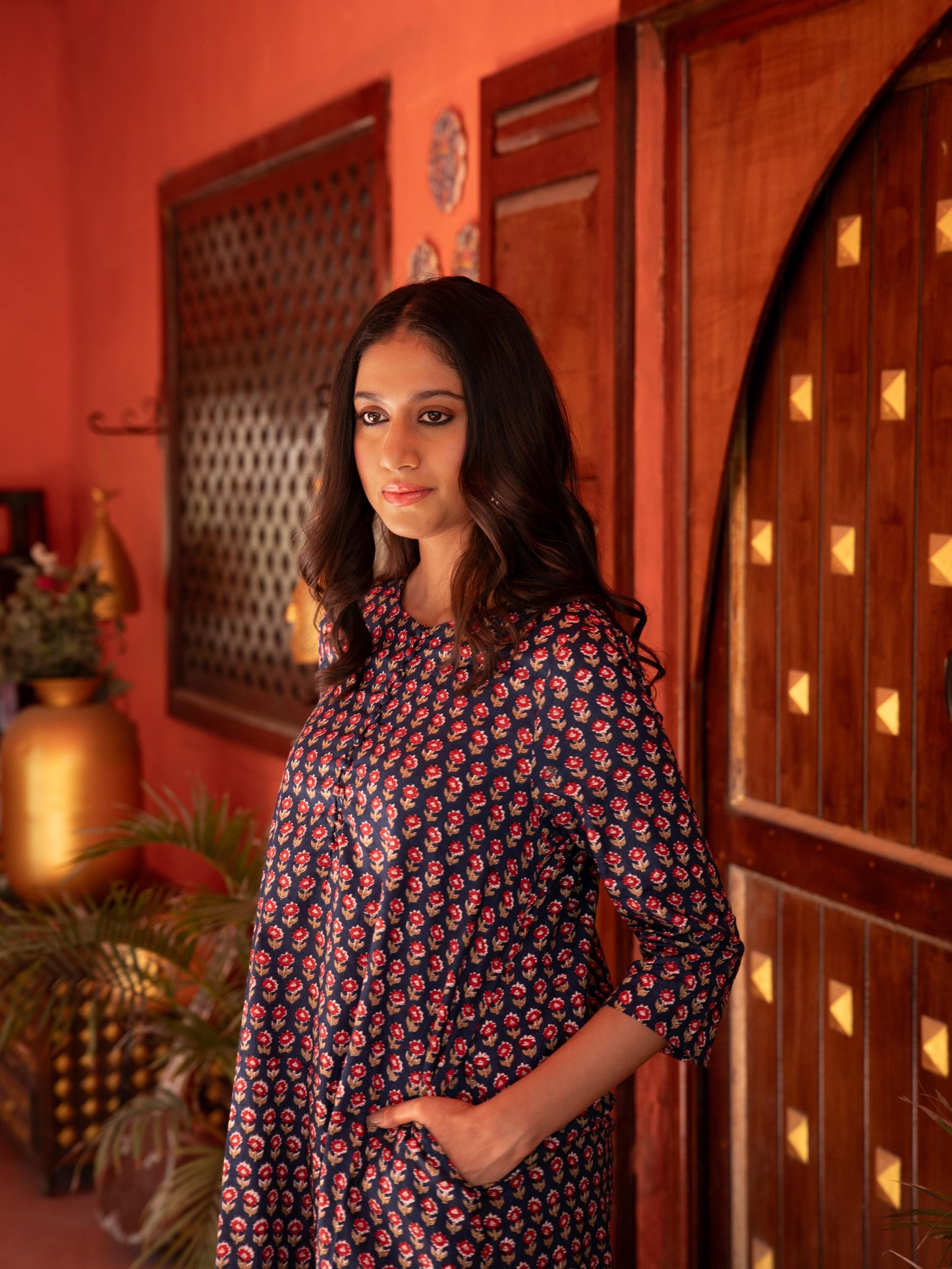 Blue floral kurta co ord