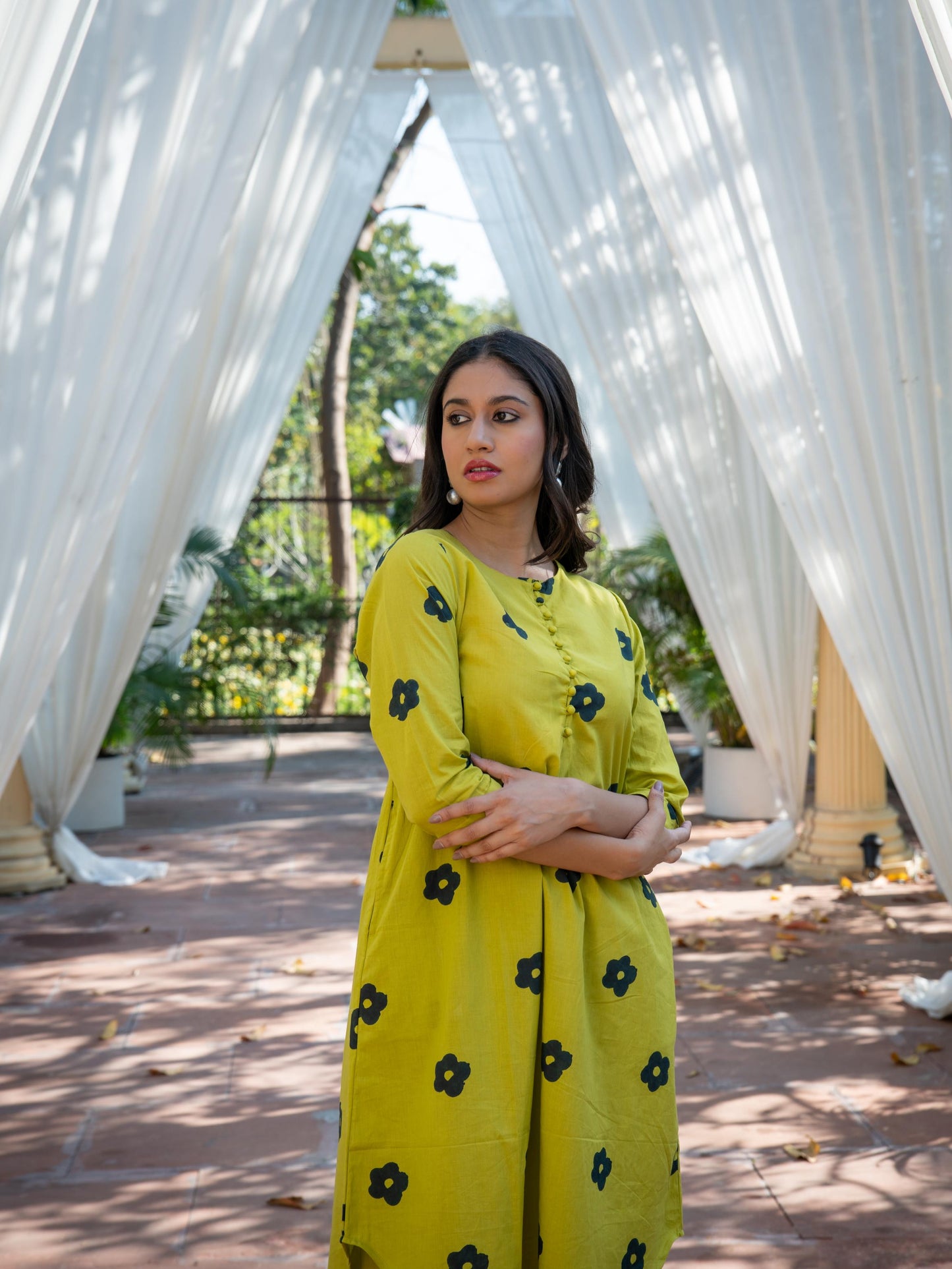 Lime and ink kurta co ord