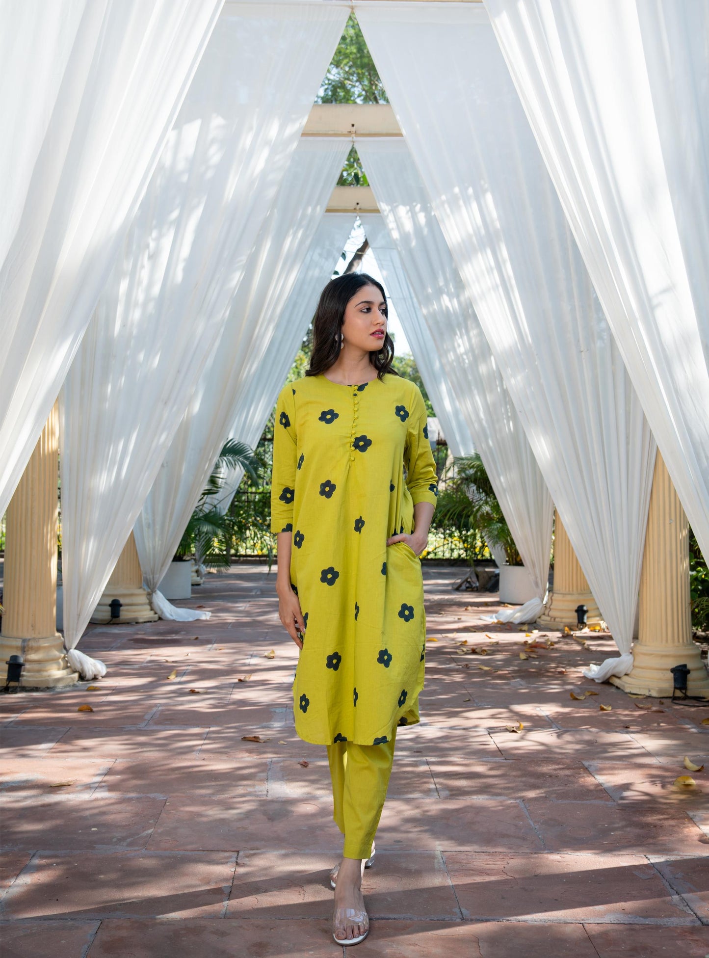 Lime and ink potli kurta