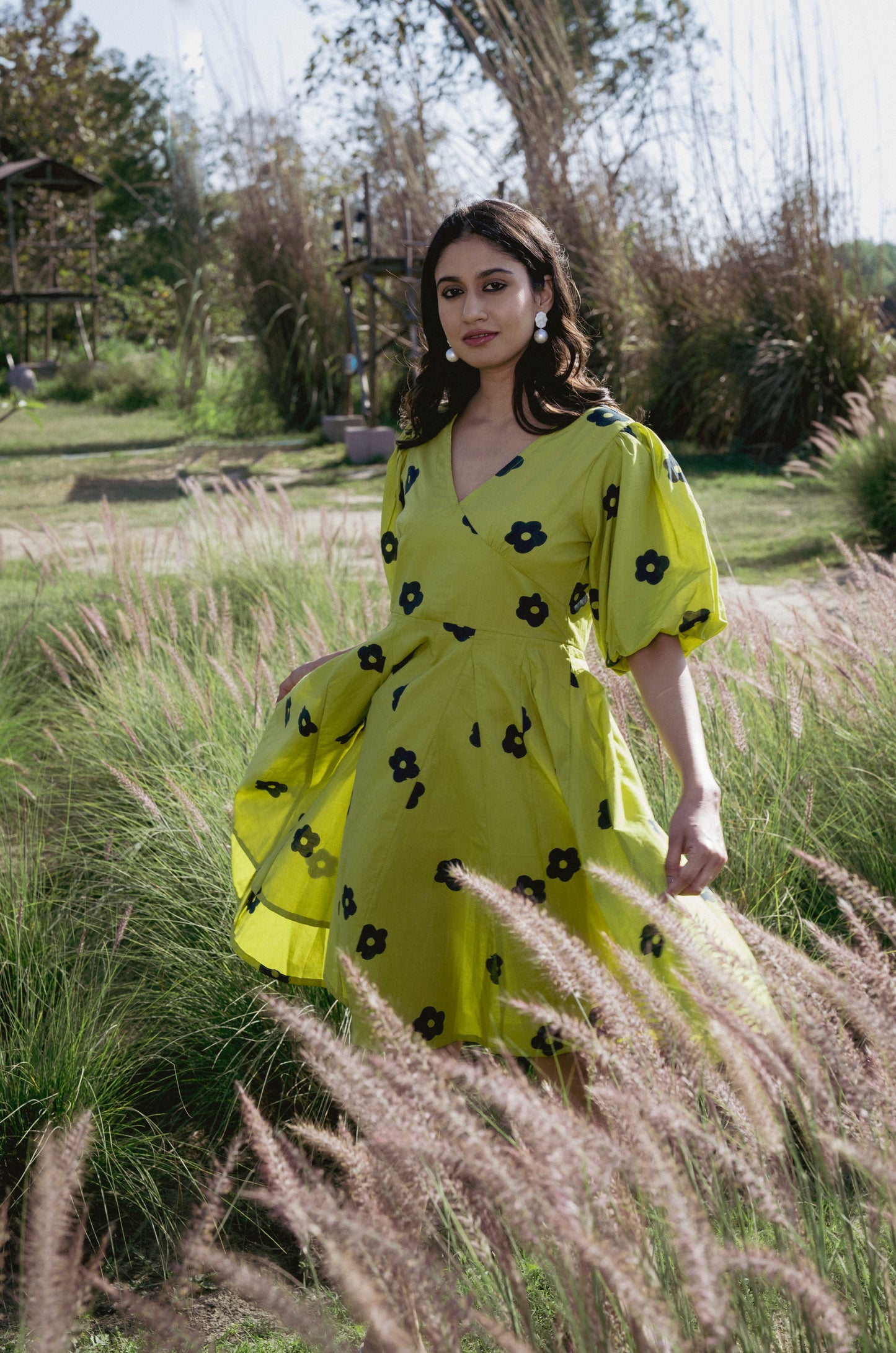 Lime and ink short dress