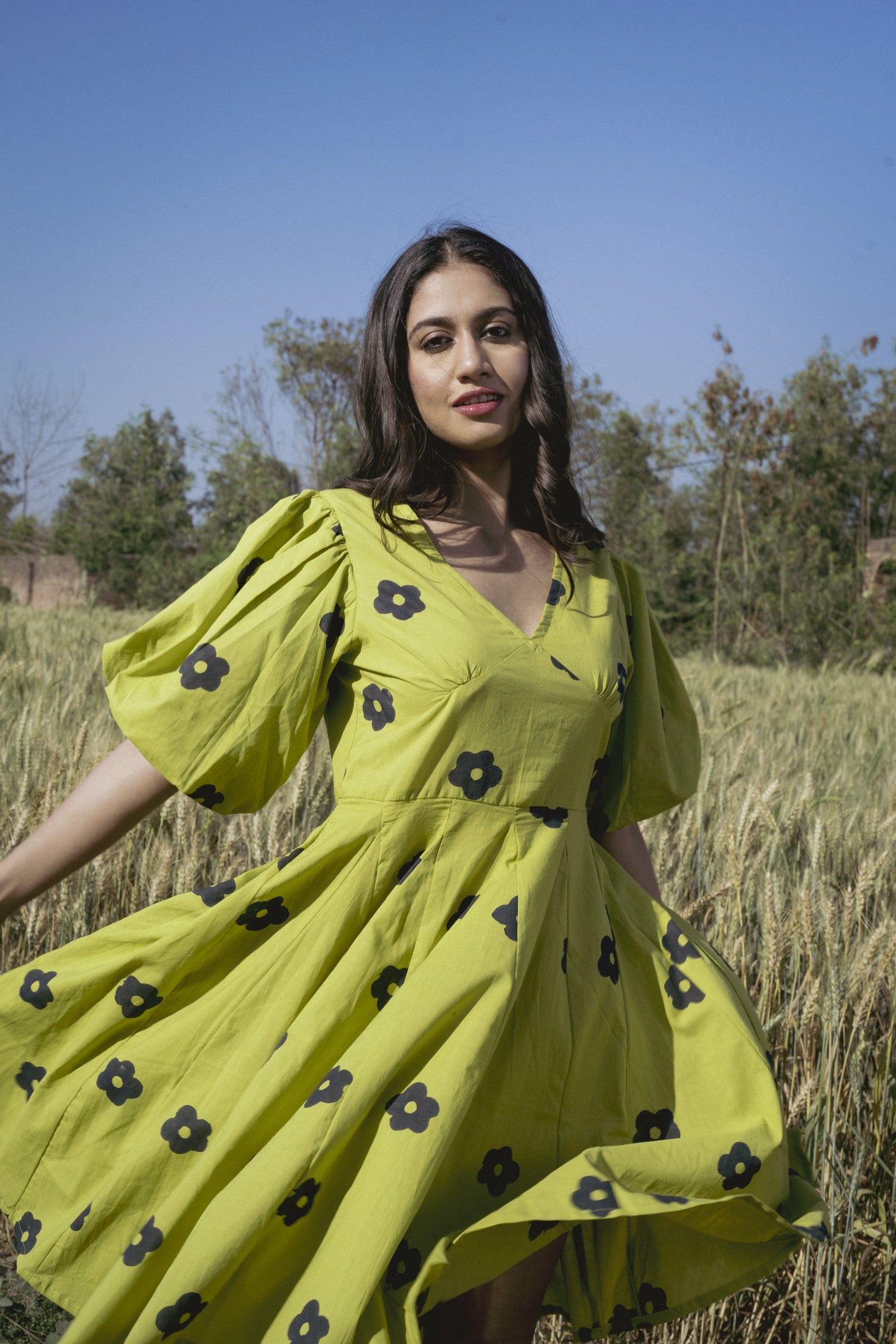 Lime and ink short dress