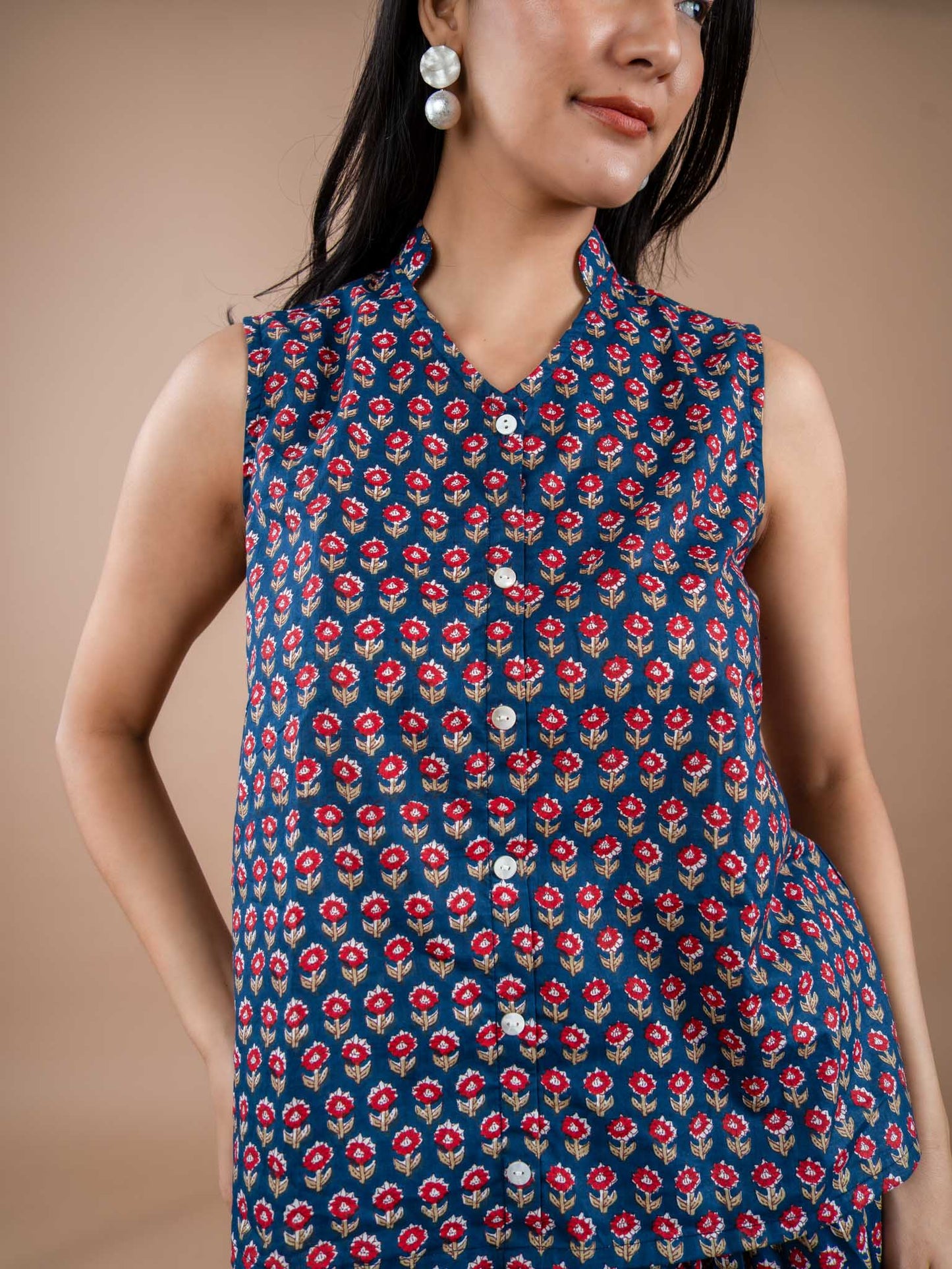 Blue Sleeveless Shirt