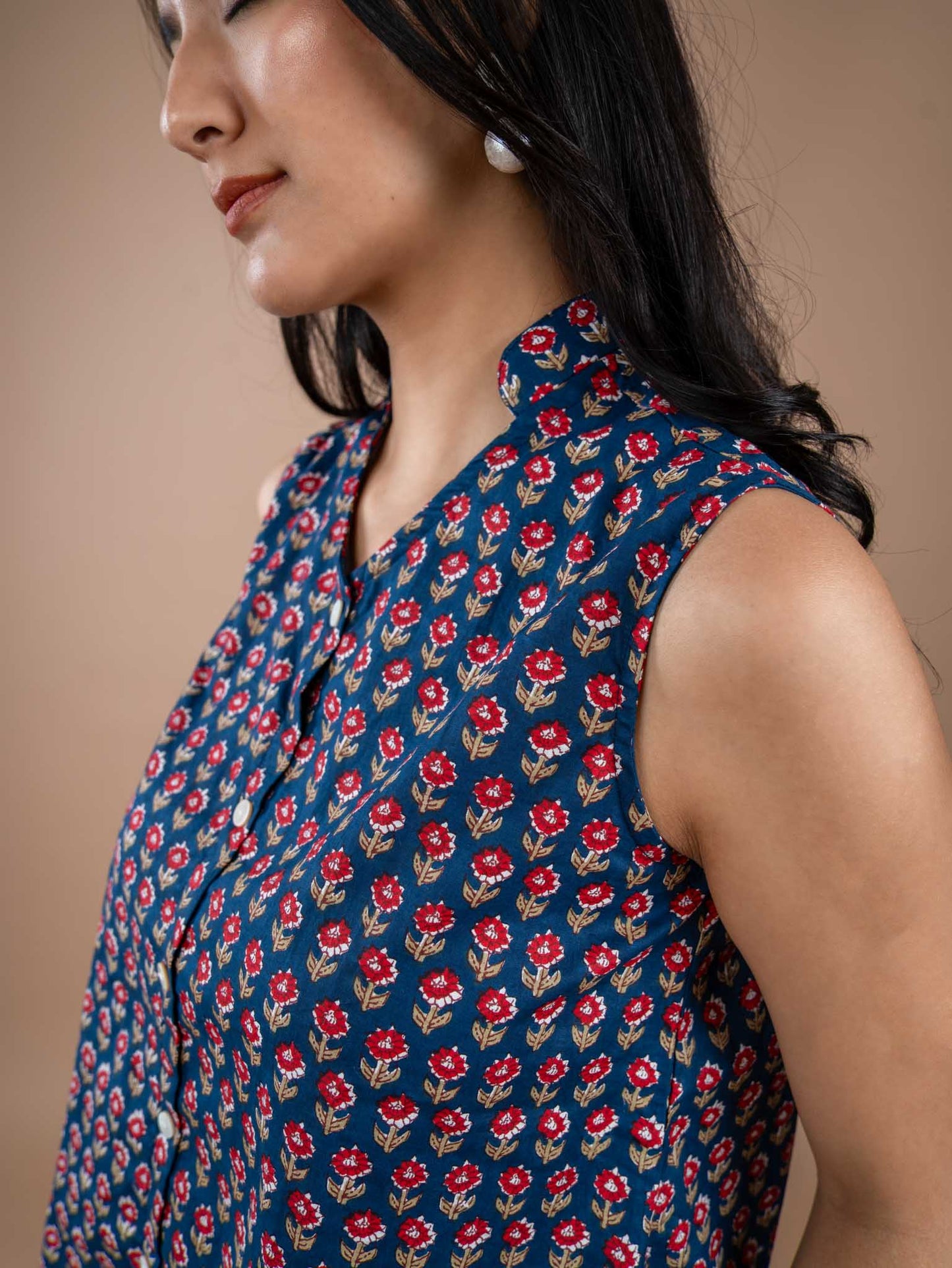 Blue Sleeveless Shirt