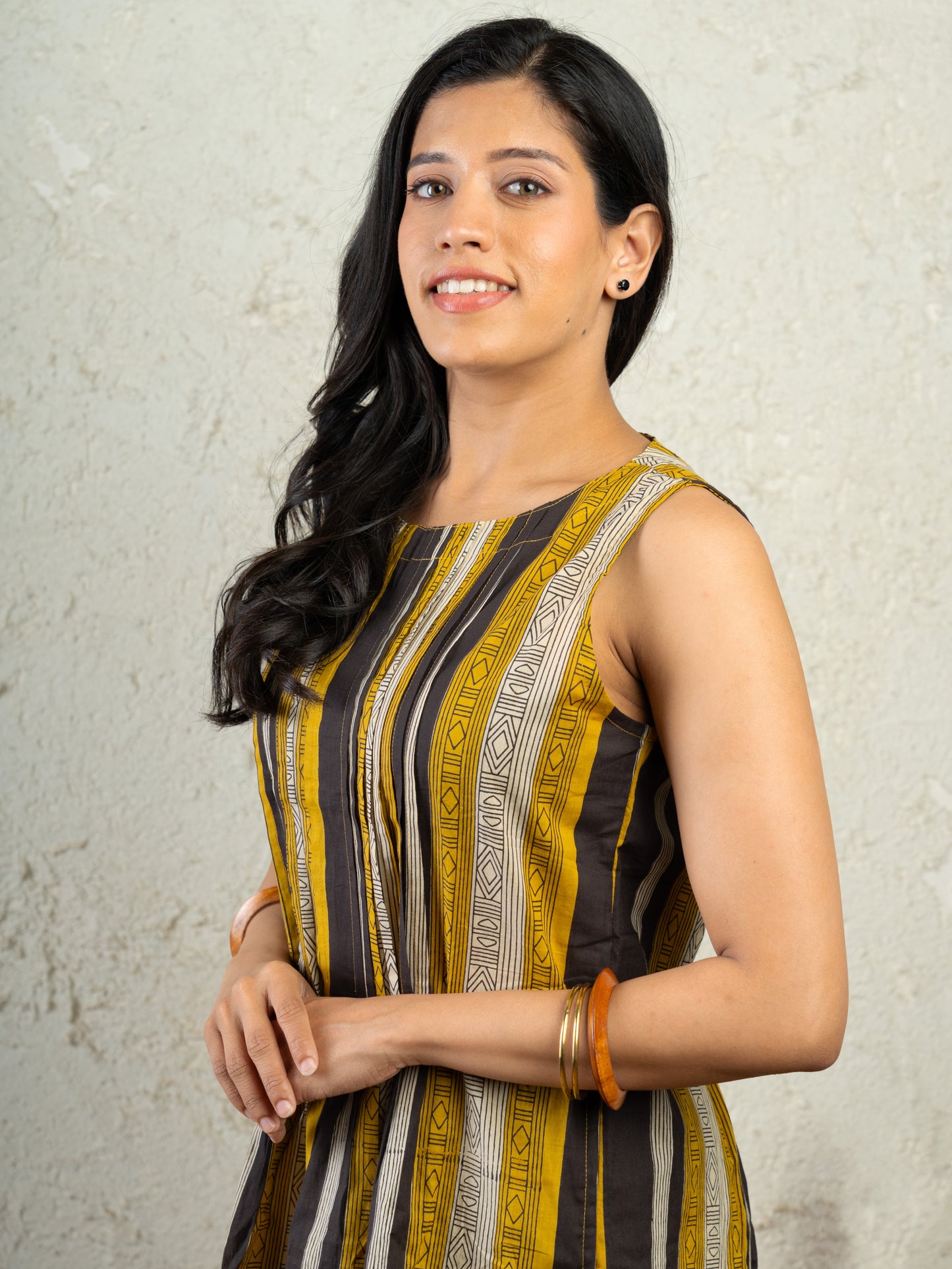 STRIPES STORY SLEEVELESS PINTUCK CO ORD