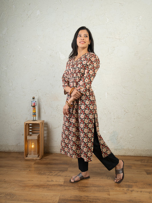 EARTHY BLOOM PINTUCK KURTA SET